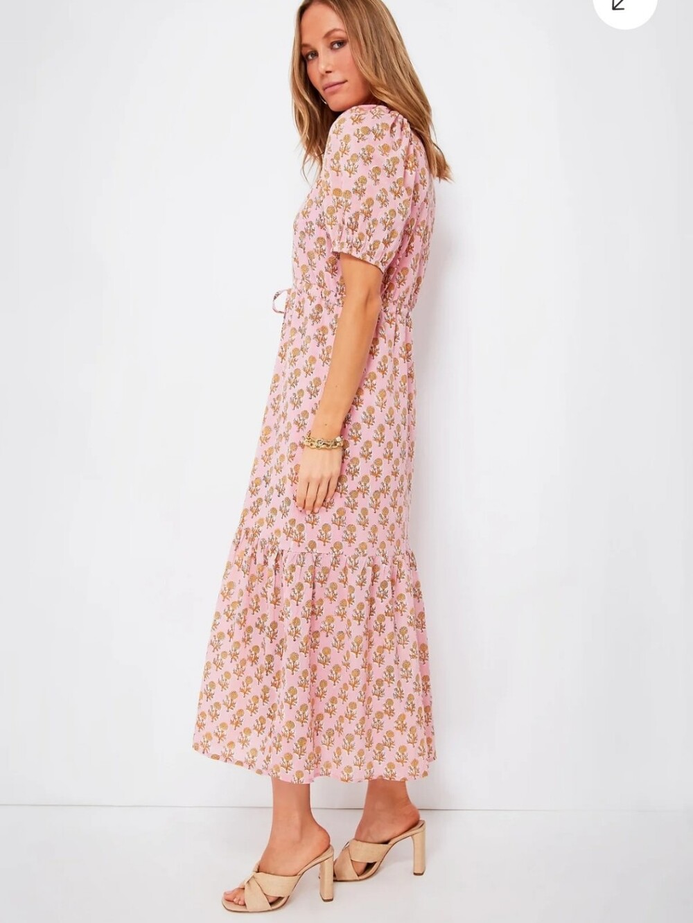 INDIA COLLECTION BY EMERSON FRY Pink Little Marigolds Lucy Dress - Size Small - Picture 3 of 15